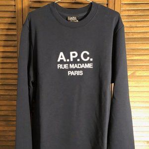 NWT A.P.C. Navy Rufus Embroidered Sweatshirt - XL